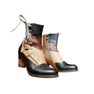 euro vintage patchwork ankle boots